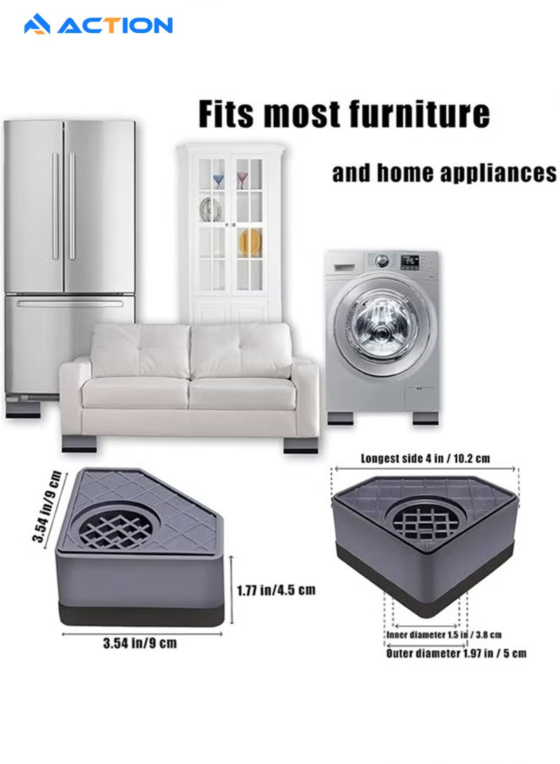 أكشن وسادات مضادة للاهتزازات للغسالة، 4 قطع من ركائز الغسالة والمجفف، وسادات قدم الغسالة المانعة للصدمات والضوضاء، مثبتات دعم الغسالة لمعظم الأثاث، تحمي الأرضية - Image 2